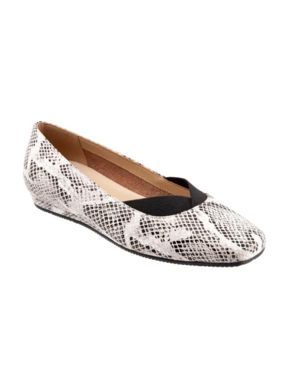 SoftWalk Women's Viana Leather Comfort Loafer Flat - Black White Snake